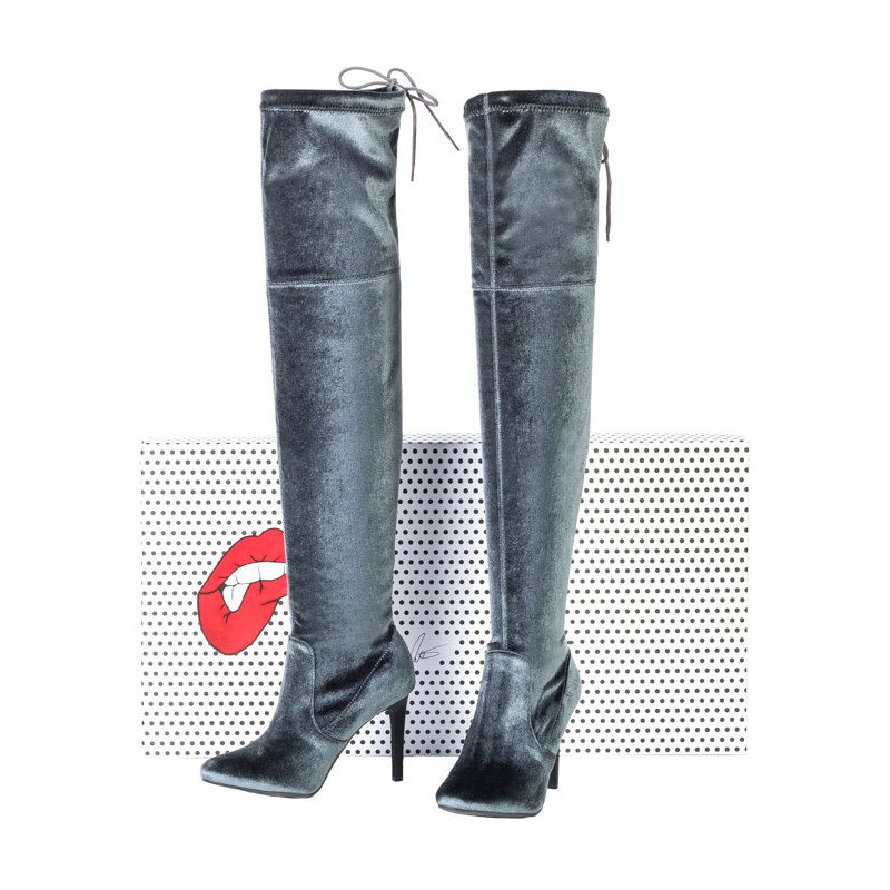 Carinii Szare/Niebieskie Strecz B3913 (CI211-b) high heels