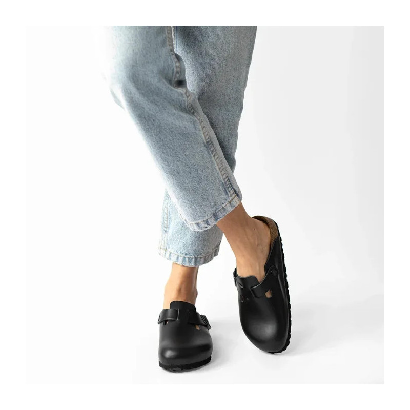 Birkenstock Boston Czarne 0060193 (BK53-a) Women's Shoes/Flip Flops