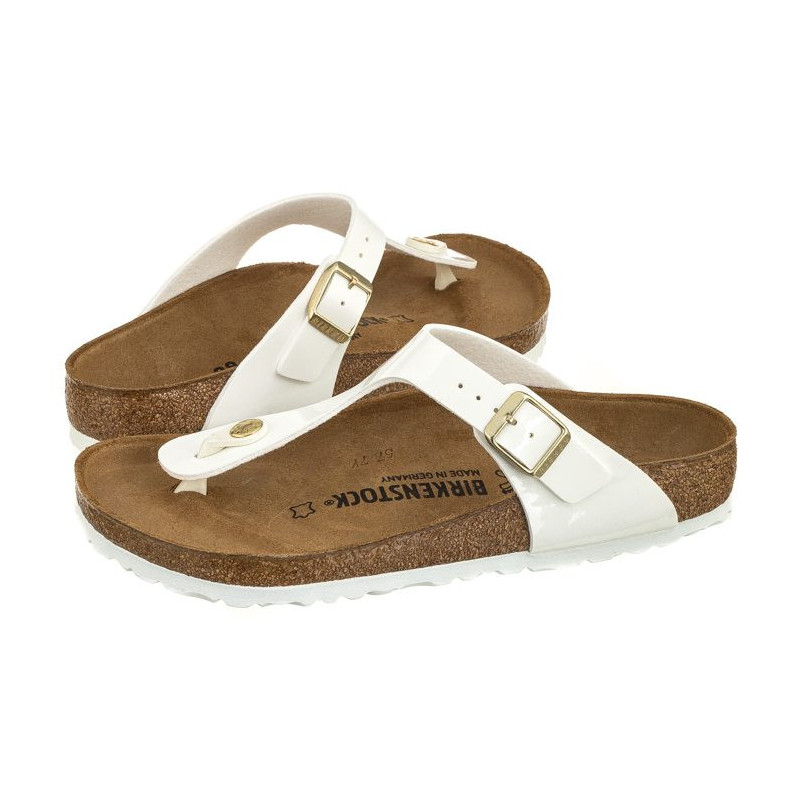 Birkenstock Gizeh BS Patent White 1005299 (BK51-b) flip flops