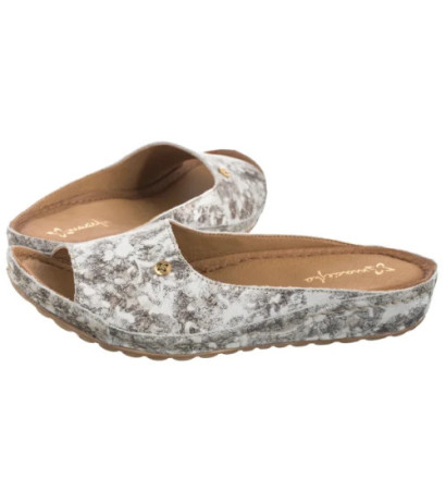 Maciejka Brązowe/Złote w Kwiaty 02628-46/00-1 (MA238-f) Women's Shoes/Flip Flops