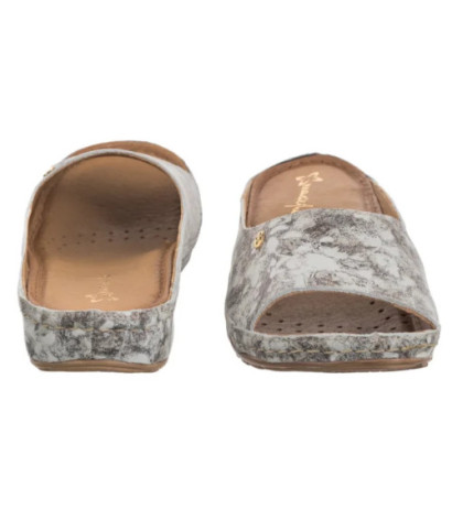 Maciejka Brązowe/Złote w Kwiaty 02628-46/00-1 (MA238-f) Women's Shoes/Flip Flops