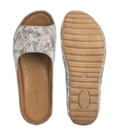 Maciejka Brązowe/Złote w Kwiaty 02628-46/00-1 (MA238-f) Women's Shoes/Flip Flops
