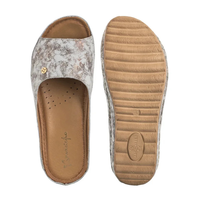 Maciejka Brązowe/Złote w Kwiaty 02628-46/00-1 (MA238-f) Women's Shoes/Flip Flops