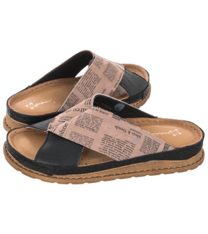 Maciejka Czarne/Brązowe 04986-01/00-0 (MA769-a) Women's Shoes/Flip Flops