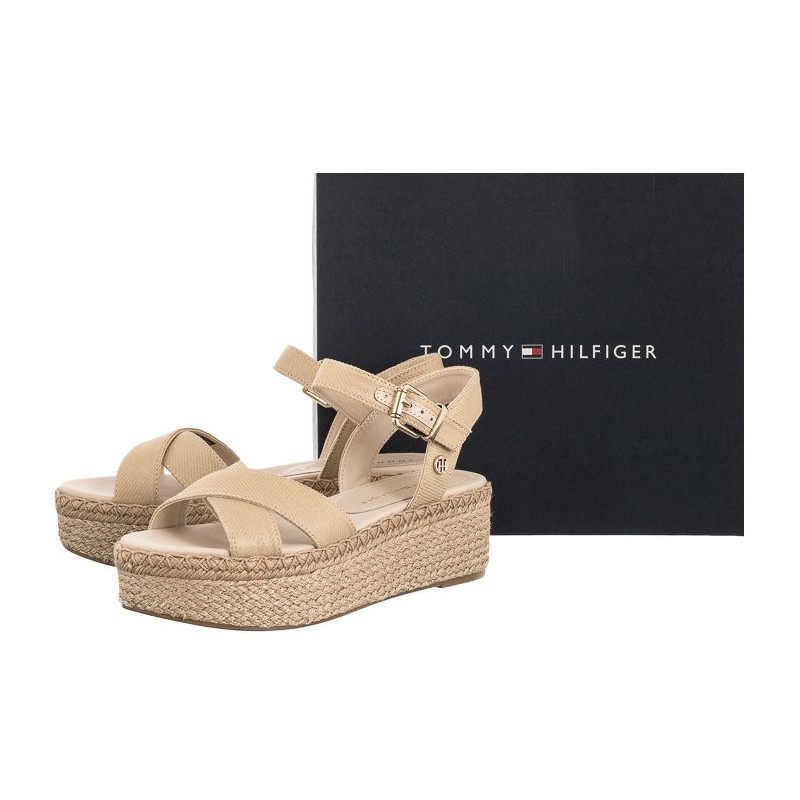 Tommy Hilfiger Shiny Touches Flatform Wedge Light Gold FW0FW06245 0LJ (TH480-a) shoes