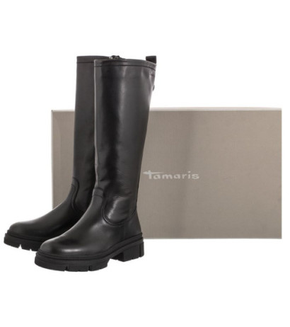 Tamaris Czarne 1-25622-29 003 Black Leather (TM405-a) boots