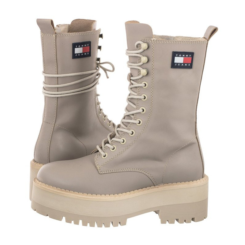Tommy Hilfiger Tommy Jeans Flatform Padded Boot EN0EN01954 PKF Crushed Pebble (TH636-a) boots