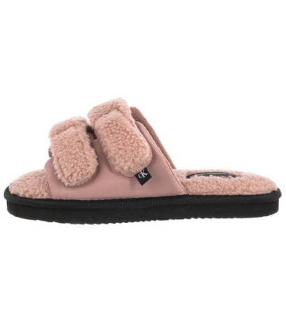 Calvin Klein Home Slide Velcro Shearling YW0YW00861 0J0 Adobe Rose (CK217-a) Women's Shoes/Flip Flops
