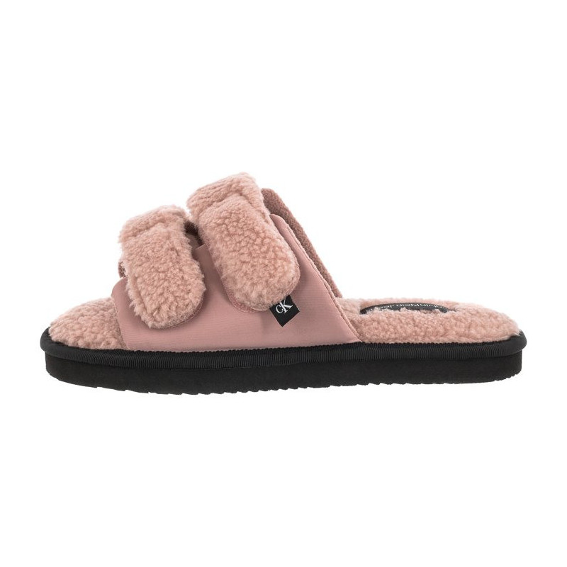 Calvin Klein Home Slide Velcro Shearling YW0YW00861 0J0 Adobe Rose (CK217-a) Women's Shoes/Flip Flops