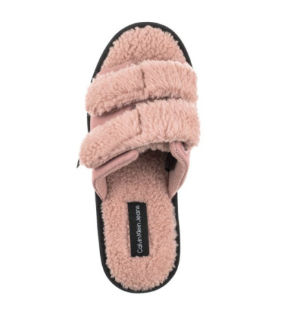 Calvin Klein Home Slide Velcro Shearling YW0YW00861 0J0 Adobe Rose (CK217-a) Women's Shoes/Flip Flops