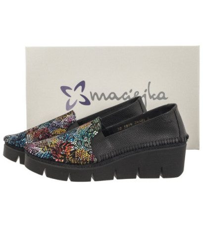 Maciejka Czarne + Kwiaty 5814A-20/00-1 (MA1009-c) shoes