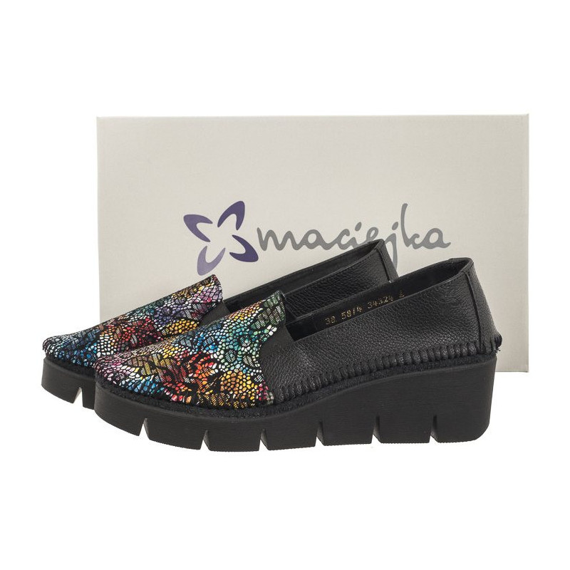 Maciejka Czarne + Kwiaty 5814A-20/00-1 (MA1009-c) shoes