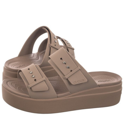 Crocs Brooklyn Buckle Low Wedge Bone 207431-2Q9 (CR293-c) Women's Shoes/Flip Flops