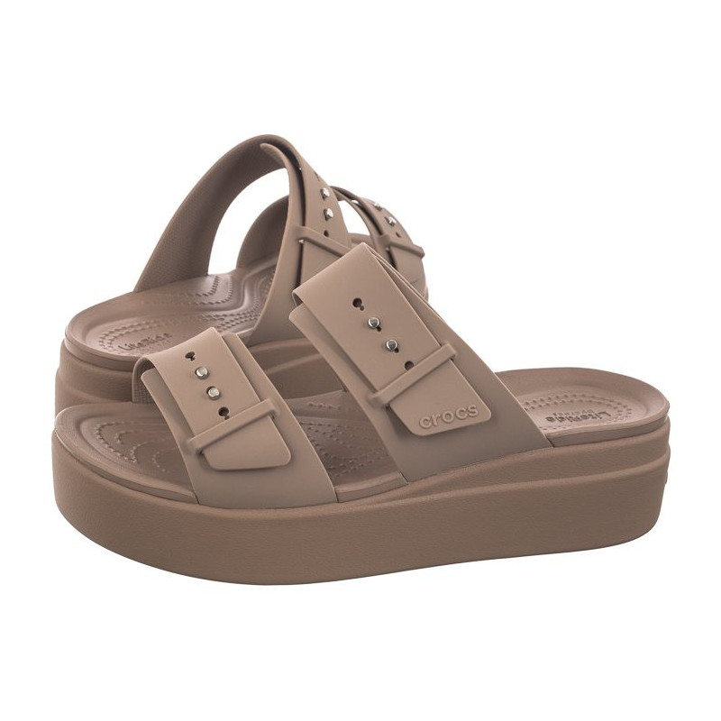 Crocs Brooklyn Buckle Low Wedge Bone 207431-2Q9 (CR293-c) Women's Shoes/Flip Flops