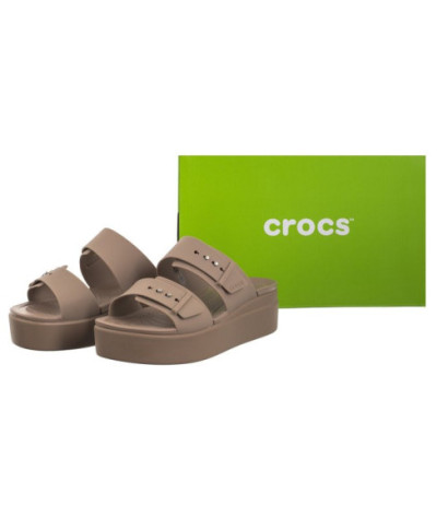 Crocs Brooklyn Buckle Low Wedge Bone 207431-2Q9 (CR293-c) Women's Shoes/Flip Flops