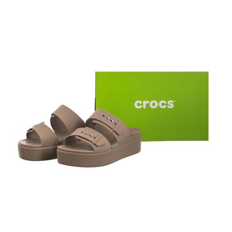 Crocs Brooklyn Buckle Low Wedge Bone 207431-2Q9 (CR293-c) Women's Shoes/Flip Flops