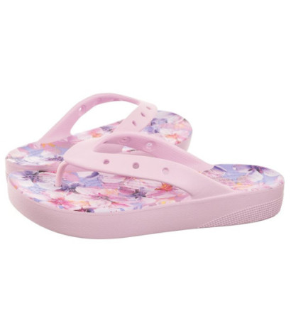 Crocs Classic Platform Cherry Blossom Flip Ballerina Pink/Flor 208834-6W8 (CR297-a) flip flops