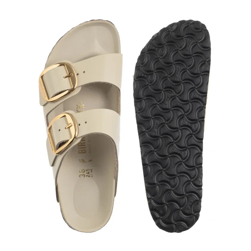 Birkenstock Arizona Big Buckle High-Shine Ecru 1026128 (BK239-g) Women's Shoes/Flip Flops