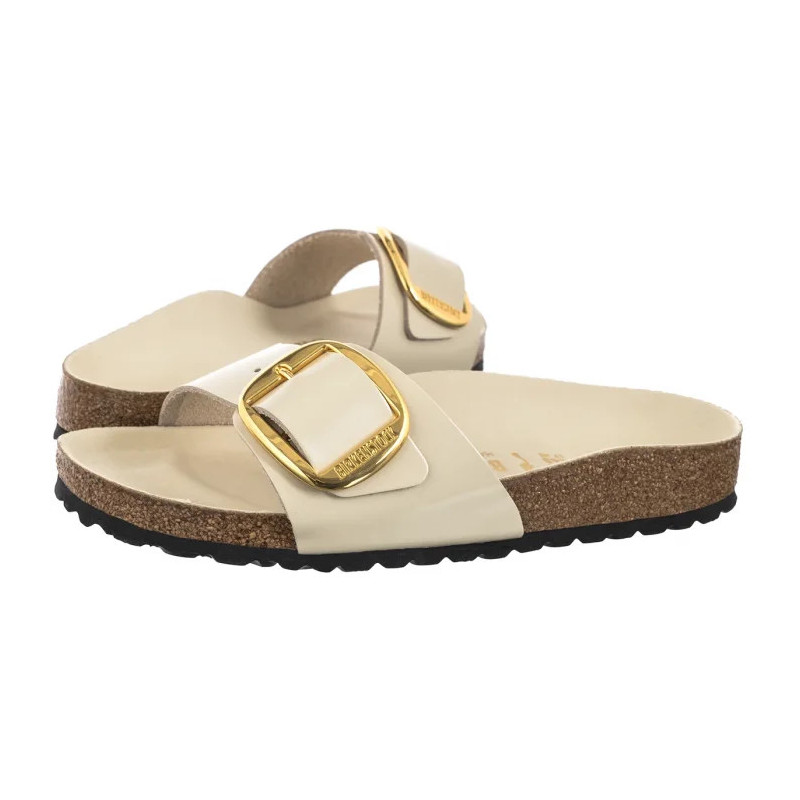 Birkenstock Madrid Big Buckle High-Shine Ecru 1025298 (BK238-g) Women's Shoes/Flip Flops