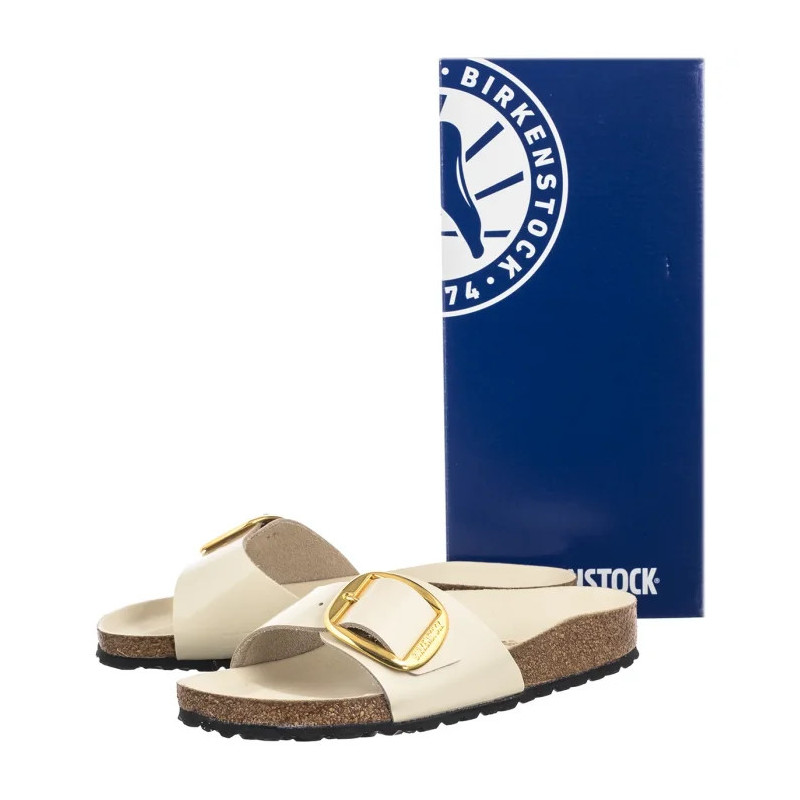 Birkenstock Madrid Big Buckle High-Shine Ecru 1025298 (BK238-g) Women's Shoes/Flip Flops