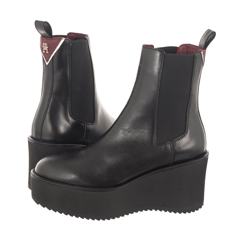 Tommy Hilfiger Elevated Wedge Bootie Black FW0FW07857 BDS (TH861-a) Boots