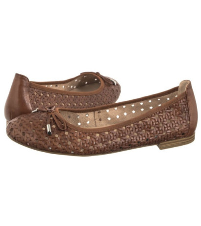 Caprice Brązowe 9-22109-42 303 Cognac Nappa (CP399-a) ballerinas