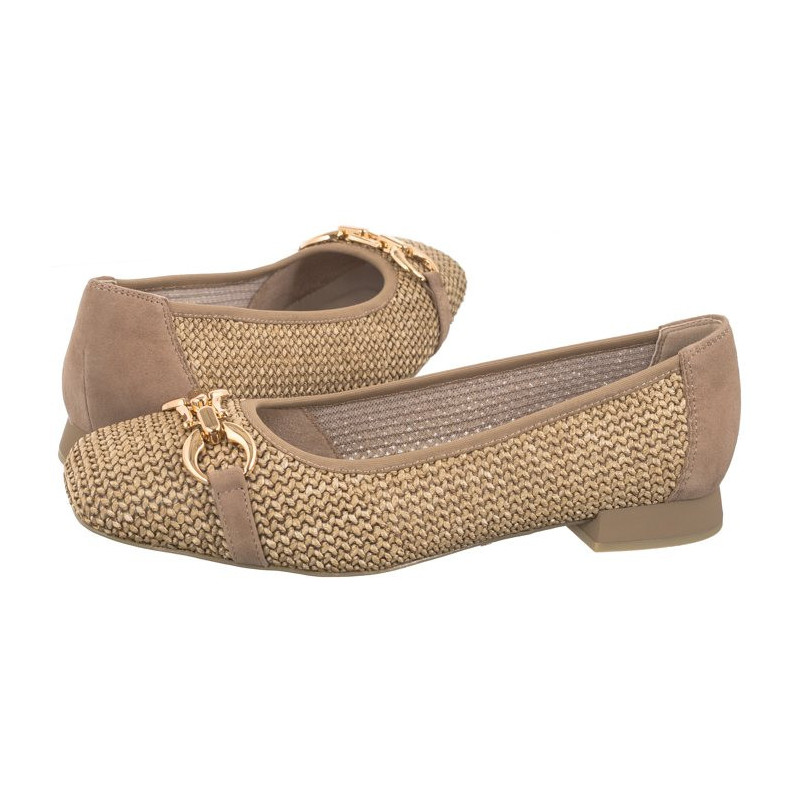 Caprice Beżowe 9-22503-42 311 Bark Comb (CP396-b) ballerinas