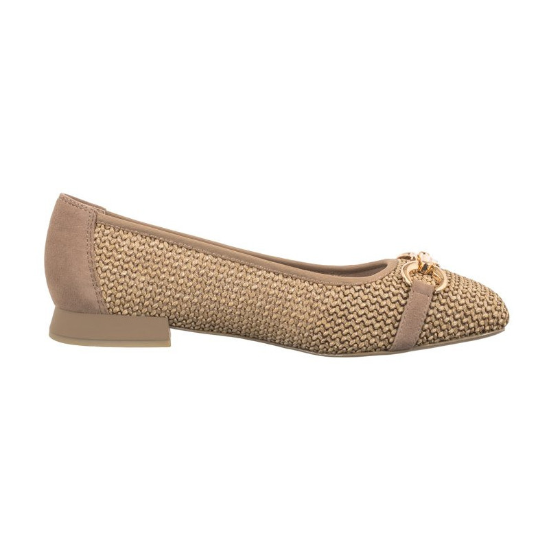 Caprice Beżowe 9-22503-42 311 Bark Comb (CP396-b) ballerinas
