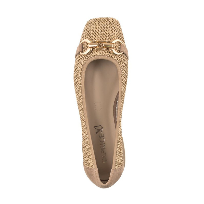 Caprice Beżowe 9-22503-42 311 Bark Comb (CP396-b) ballerinas