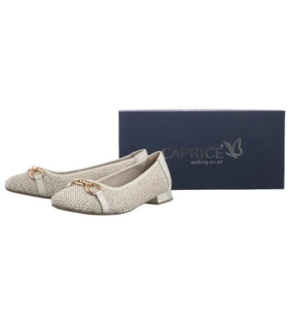 Caprice Beżowe 9-22503-42 199 Offwhite Comb (CP396-c) ballerinas