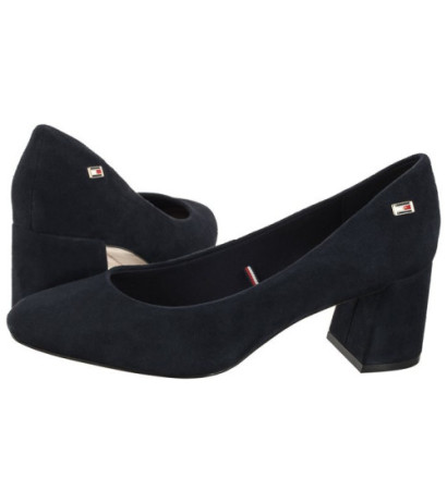 Tommy Hilfiger TH Suede Mid Heel Block Pump Space Blue FW0FW07717 DW6 (TH1027-a) shoes