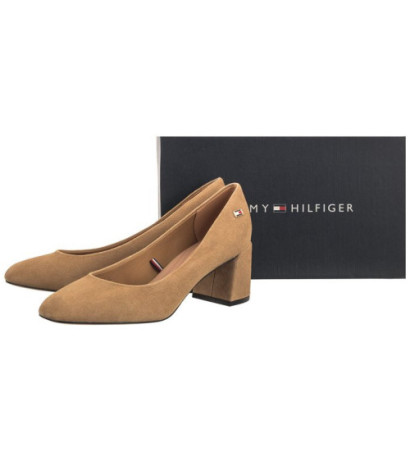 Tommy Hilfiger TH Suede Mid Heel Block Pump Classic Khaki FW0FW07717 RBL (TH1027-b) shoes