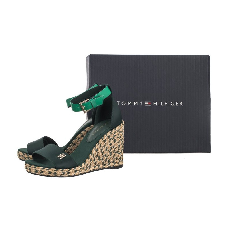 Tommy Hilfiger Colorful High Wedge Satin Sandal Hunter FW0FW07914 MBP (TH1057-a) shoes