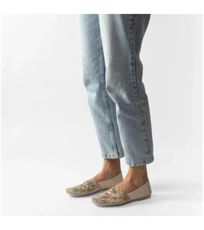 Maciejka Beżowe/Kwiaty 1930B-04/00-0 (MA1175-a) ballerinas