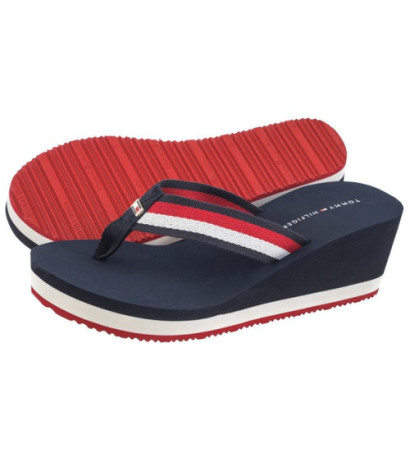 Tommy Hilfiger Corporate Wedge Beach Sandal Red/White/Blue FW0FW07987 0G0 (TH1080-a) shoes