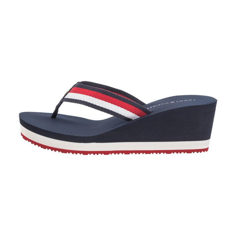 Tommy Hilfiger Corporate Wedge Beach Sandal Red/White/Blue FW0FW07987 0G0 (TH1080-a) shoes