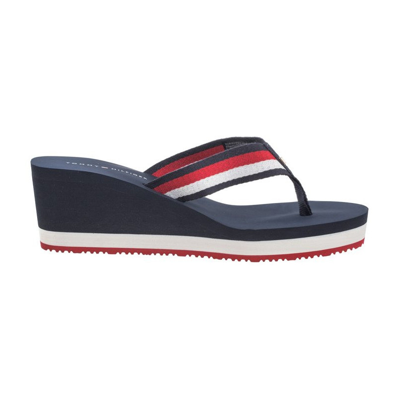 Tommy Hilfiger Corporate Wedge Beach Sandal Red/White/Blue FW0FW07987 0G0 (TH1080-a) shoes