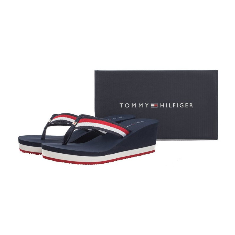 Tommy Hilfiger Corporate Wedge Beach Sandal Red/White/Blue FW0FW07987 0G0 (TH1080-a) shoes