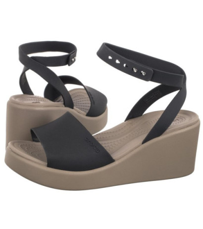 Crocs Brooklyn Ankle Strap Wedge Black/Mushroom 209406-07H (CR303-a) shoes