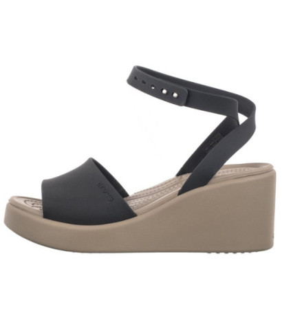 Crocs Brooklyn Ankle Strap Wedge Black/Mushroom 209406-07H (CR303-a) shoes