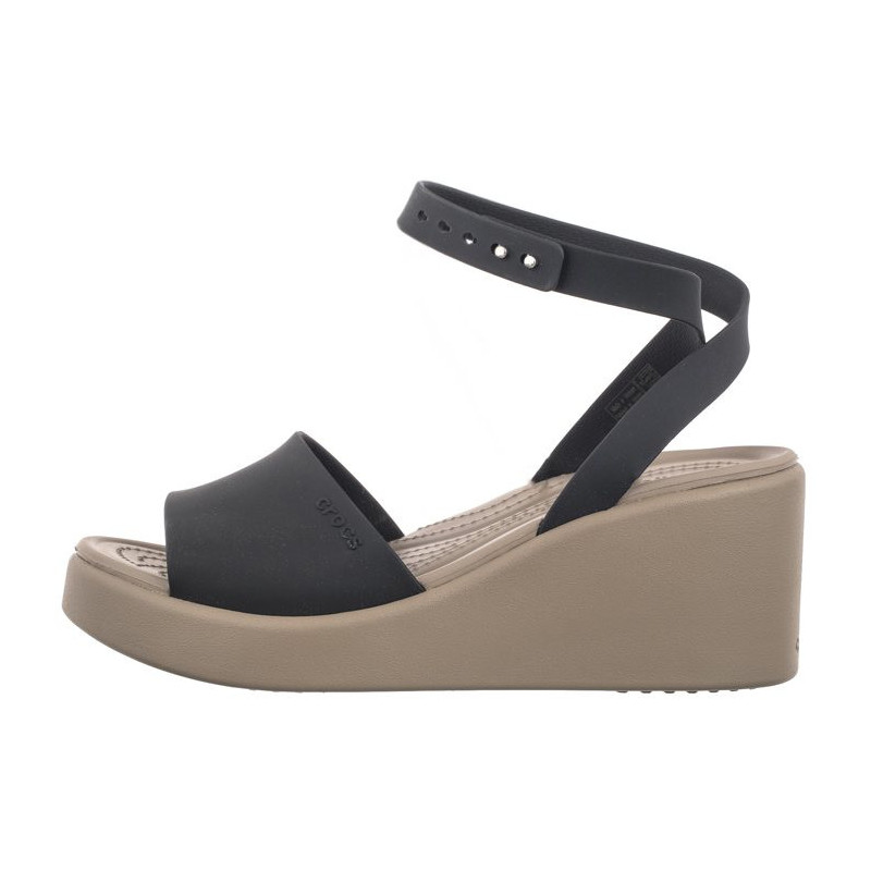 Crocs Brooklyn Ankle Strap Wedge Black/Mushroom 209406-07H (CR303-a) shoes