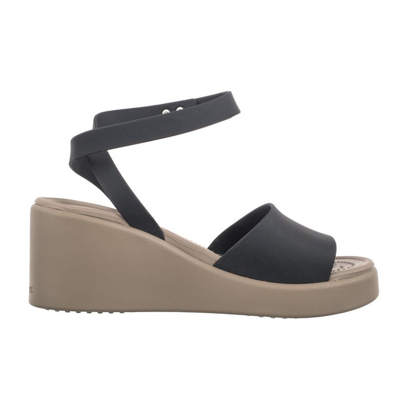 Crocs Brooklyn Ankle Strap Wedge Black/Mushroom 209406-07H (CR303-a) shoes