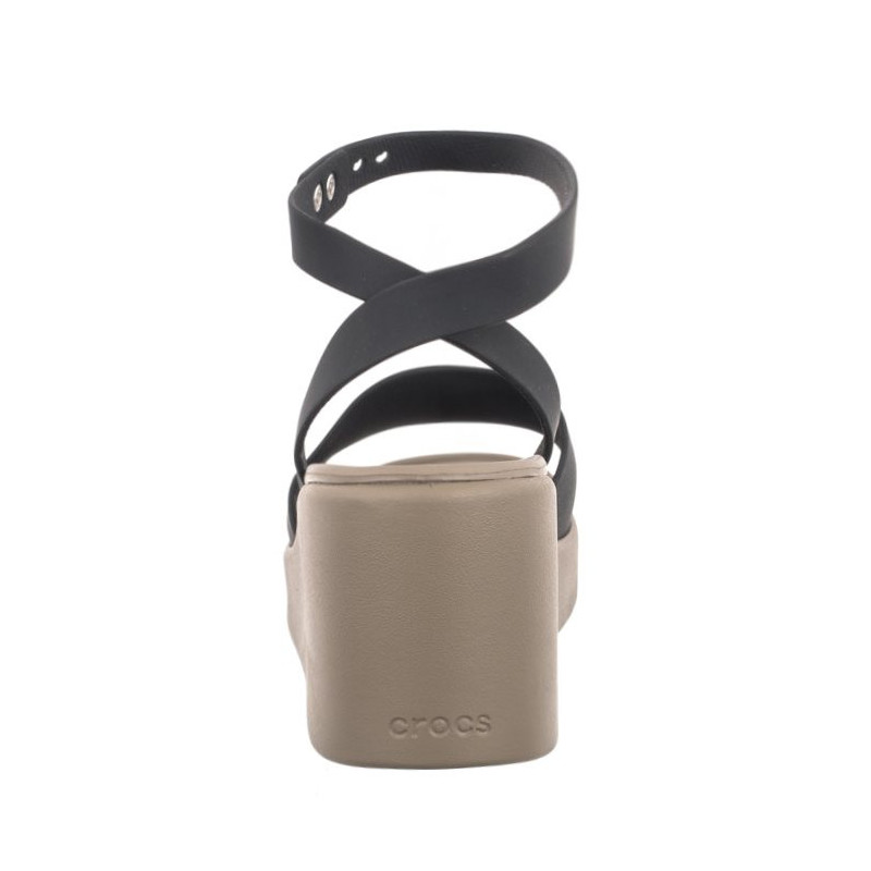 Crocs Brooklyn Ankle Strap Wedge Black/Mushroom 209406-07H (CR303-a) shoes