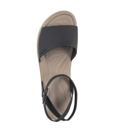 Crocs Brooklyn Ankle Strap Wedge Black/Mushroom 209406-07H (CR303-a) shoes