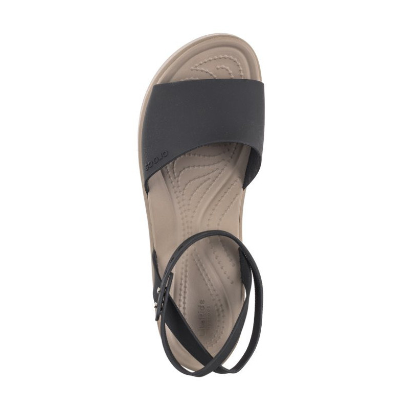 Crocs Brooklyn Ankle Strap Wedge Black/Mushroom 209406-07H (CR303-a) shoes