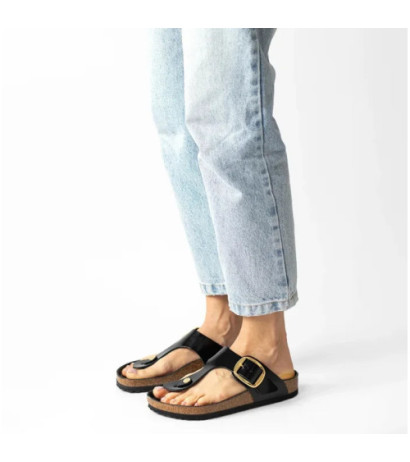 Birkenstock Gizeh Big Buckle High-Shine Black 1021467 (BK253-a) flip flops