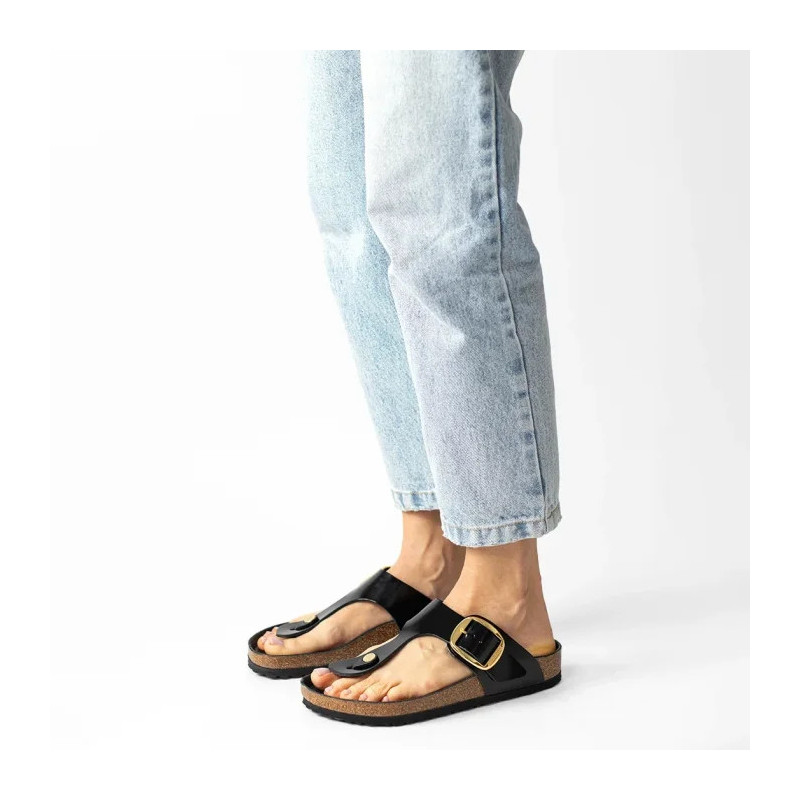 Birkenstock Gizeh Big Buckle High-Shine Black 1021467 (BK253-a) flip flops