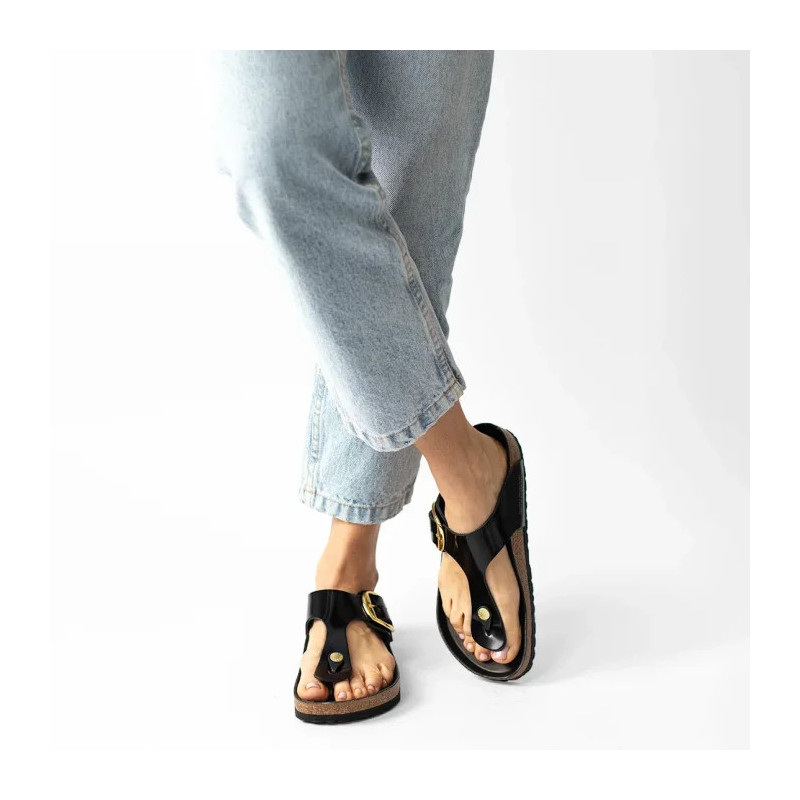 Birkenstock Gizeh Big Buckle High-Shine Black 1021467 (BK253-a) flip flops