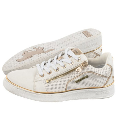 Mustang Białe/Złote 1300-312-111 (MU546-a) sneakers