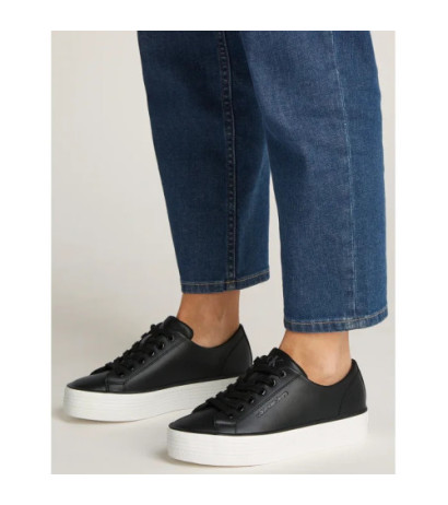 Calvin Klein Bold Vulc Flatf Low Lth In Black/Bright White YW0YW01633 0GM (CK604-b) shoes